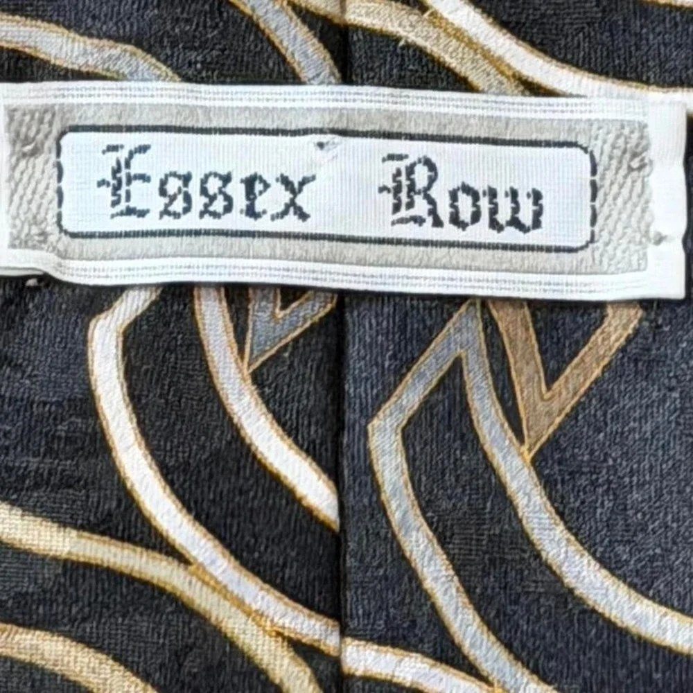 Vintage 90s‎ Essex Row Black/Gold/Silver Wavy Abstract Tie